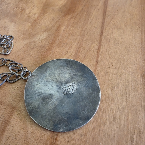 Mexican Bakelight Inlay Sterling Sun Pendant - Picture 4 of 9